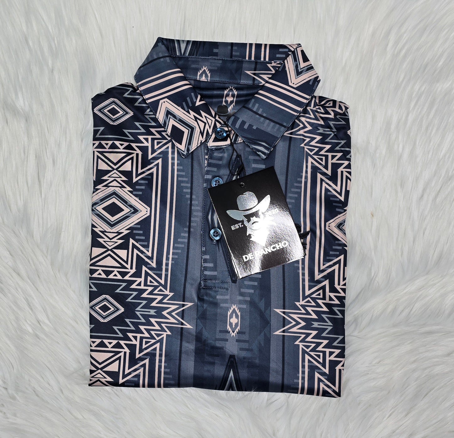 De Rancho Blue & Cream Polo