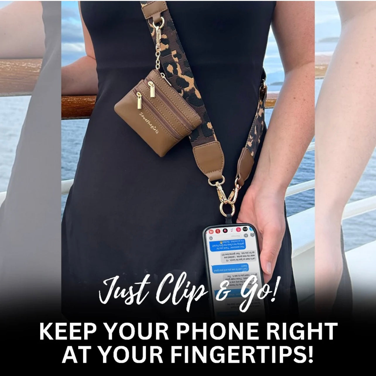 Clip & Go Strap w/Zippered Pouch Classic Black