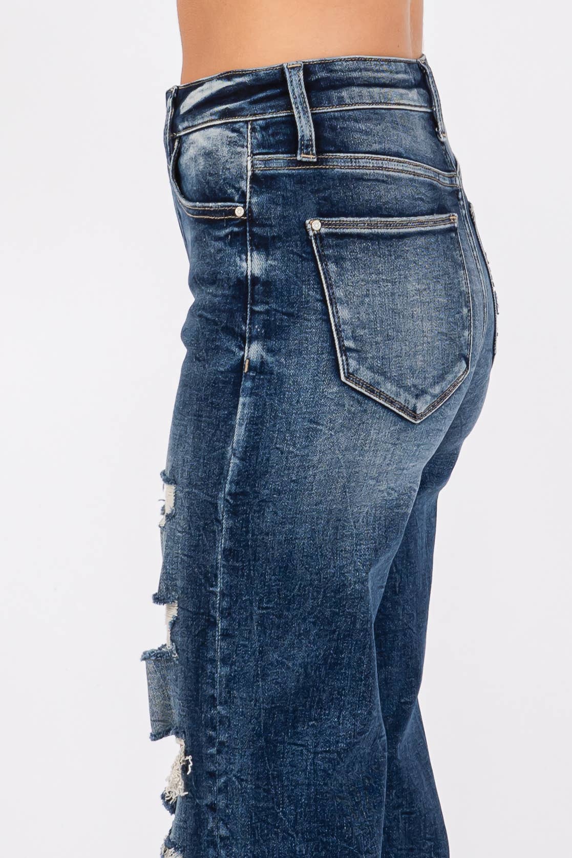 Petra153 Destroyed High Rise Super Stretch Slim Wide Leg