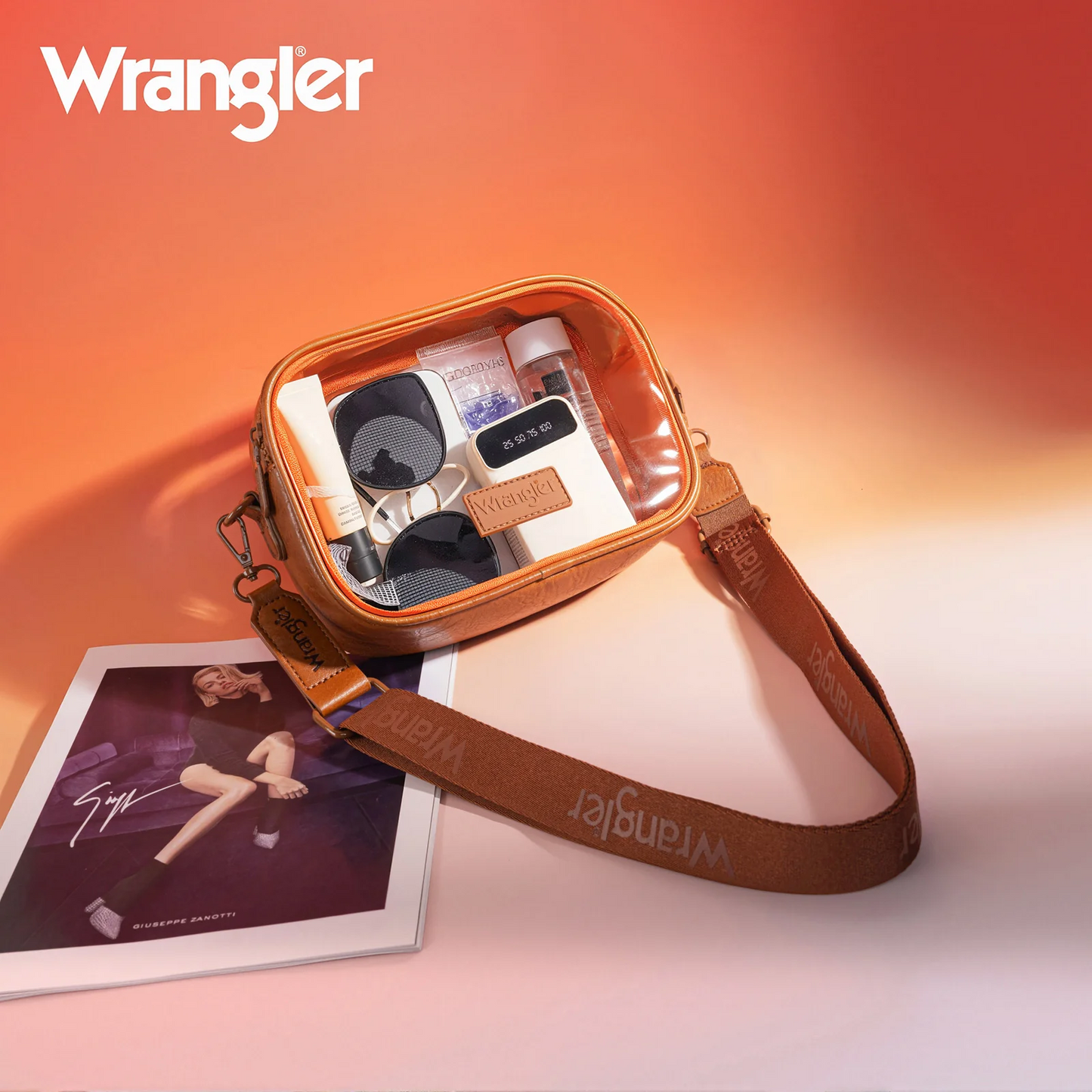 Wrangler Clear Crossbody Bag/Stadium Bag - BROWN