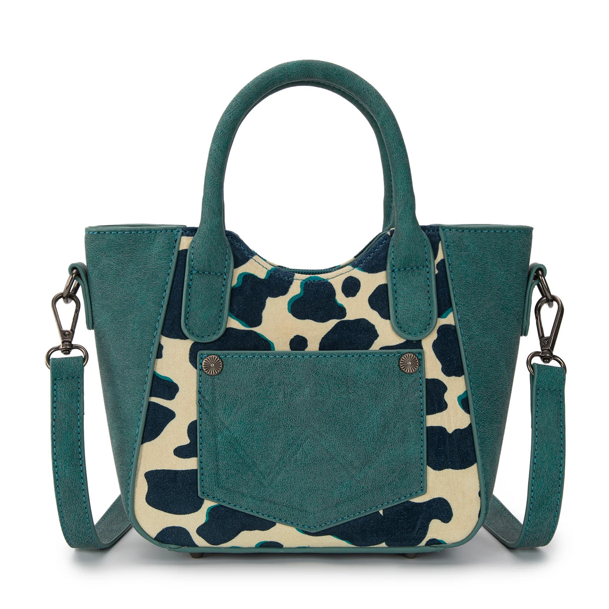 Wrangler Cow Print Mini Tote/Crossbody - DARK TURQUOISE