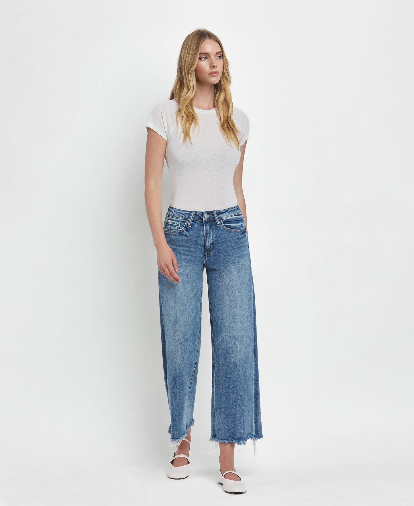 Flying Monkey High Rise Crop Wide Leg Jeans: Sagacity