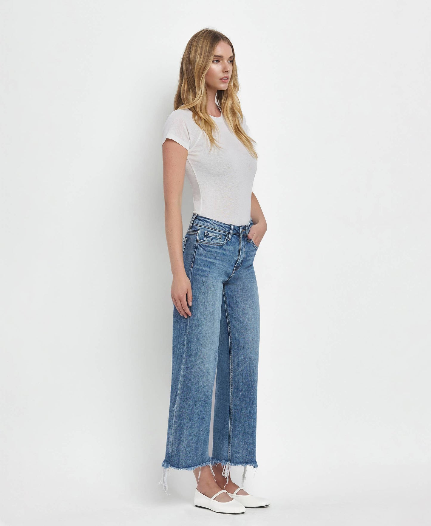 Flying Monkey High Rise Crop Wide Leg Jeans: Sagacity