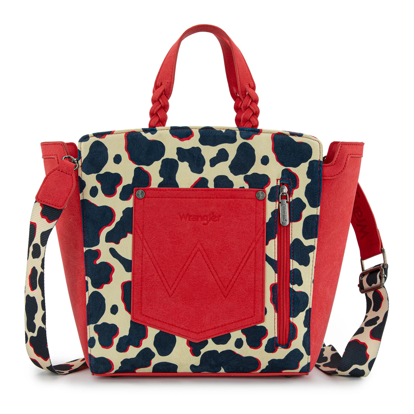 Wrangler Cow Print Concealed Carry Tote/Crossbody - RED