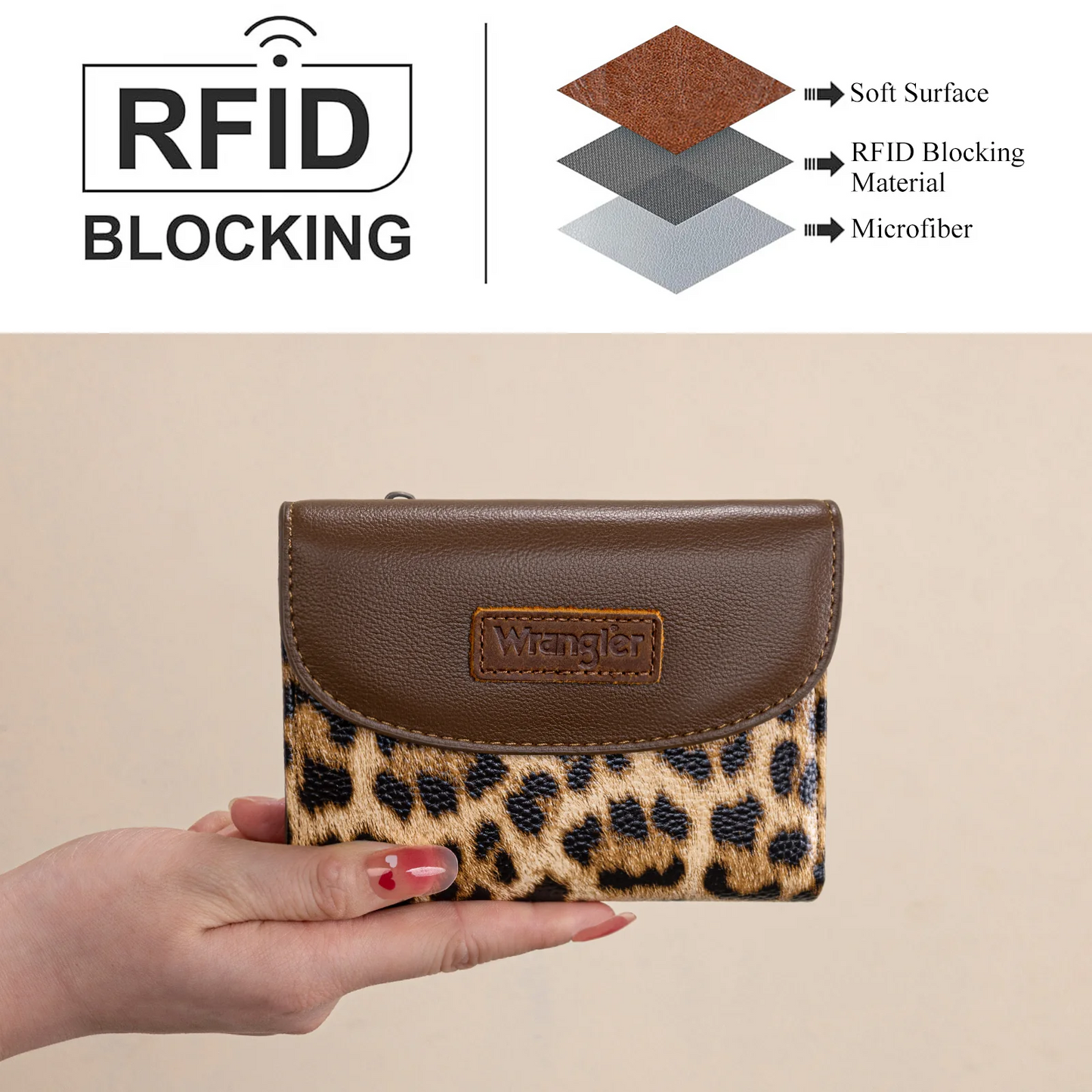 Wrangler Tri-Fold Wallet - LEOPARD