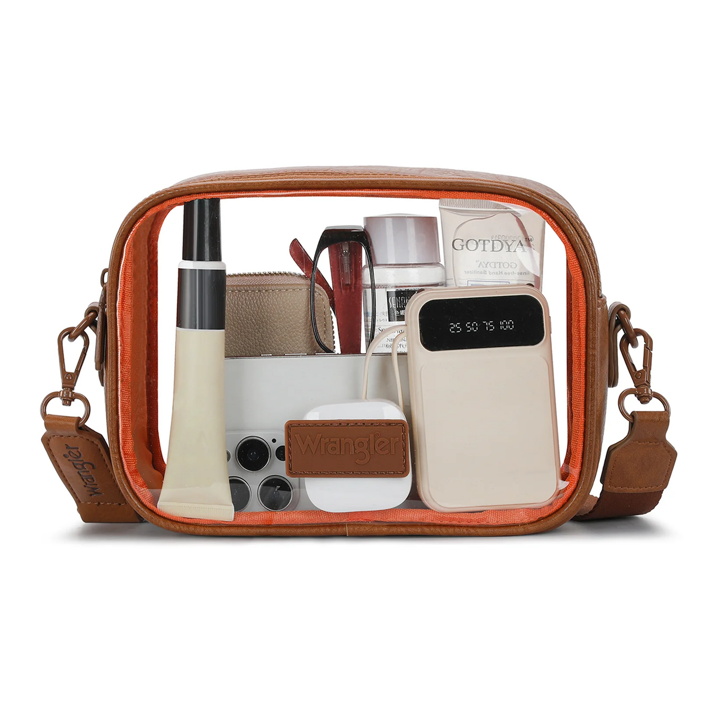 Wrangler Clear Crossbody Bag/Stadium Bag - BROWN