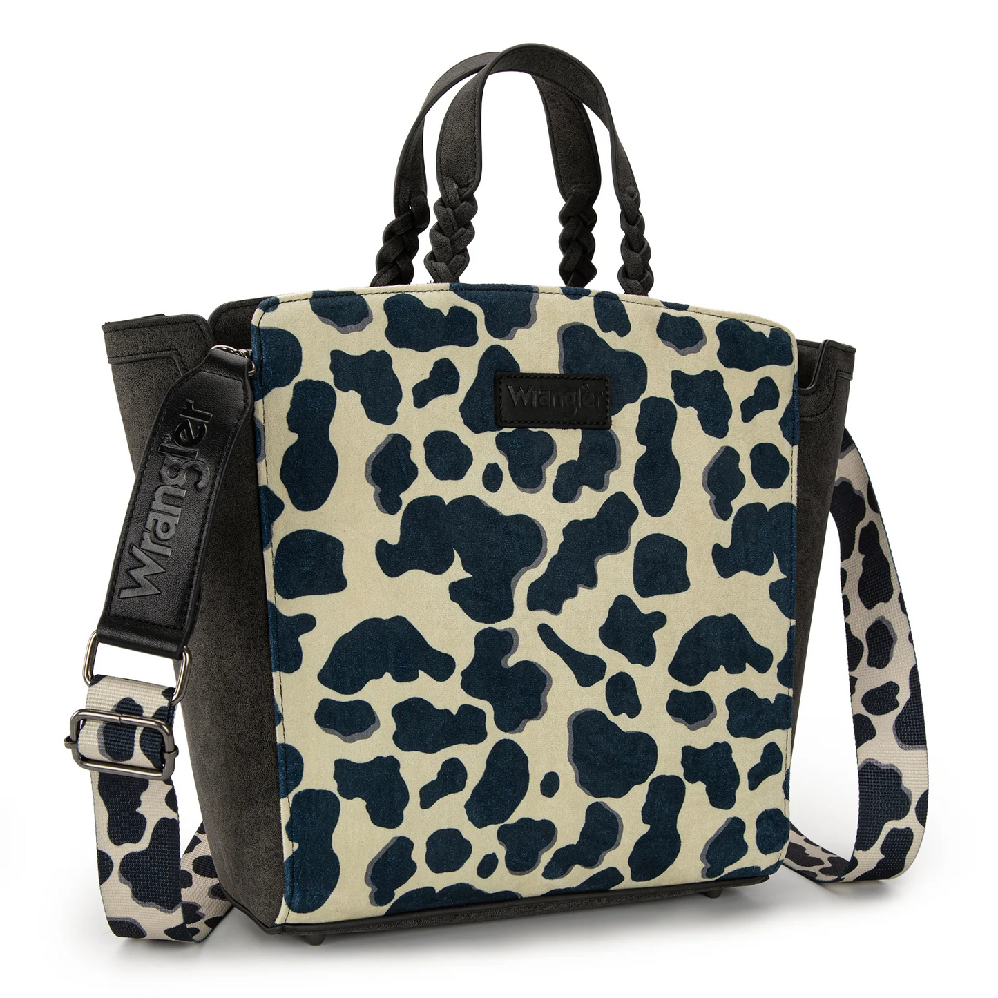 Wrangler Cow Print Concealed Carry Tote/Crossbody - BLACK