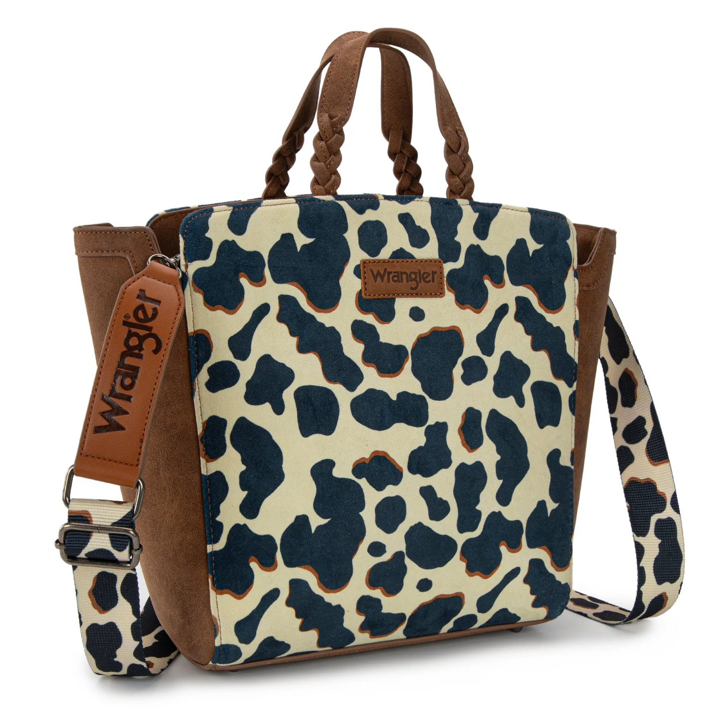 Wrangler Cow Print Concealed Carry Tote/Crossbody - BROWN