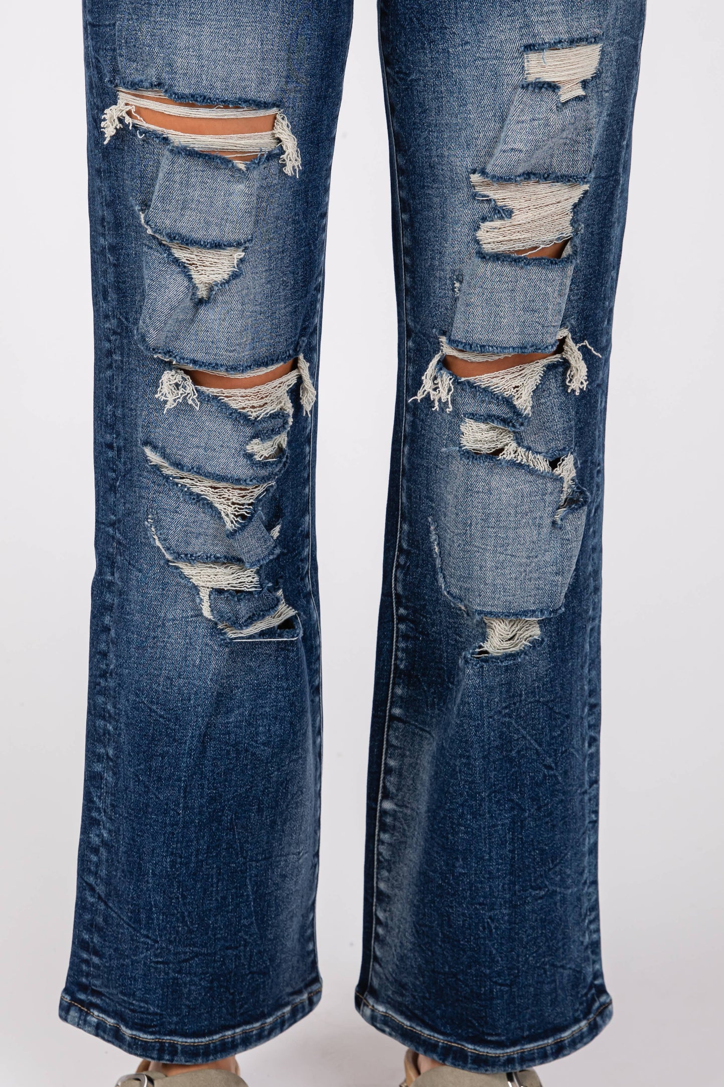 Petra153 Destroyed High Rise Super Stretch Slim Wide Leg