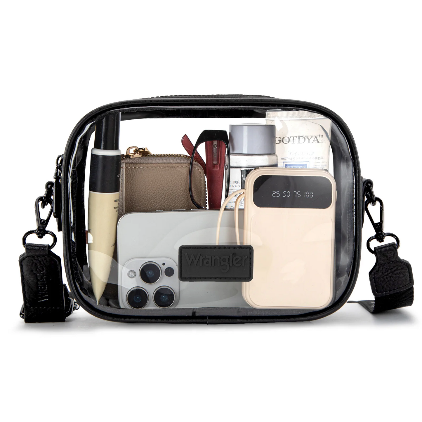 Wrangler Clear Crossbody Bag/Stadium Bag - BLACK