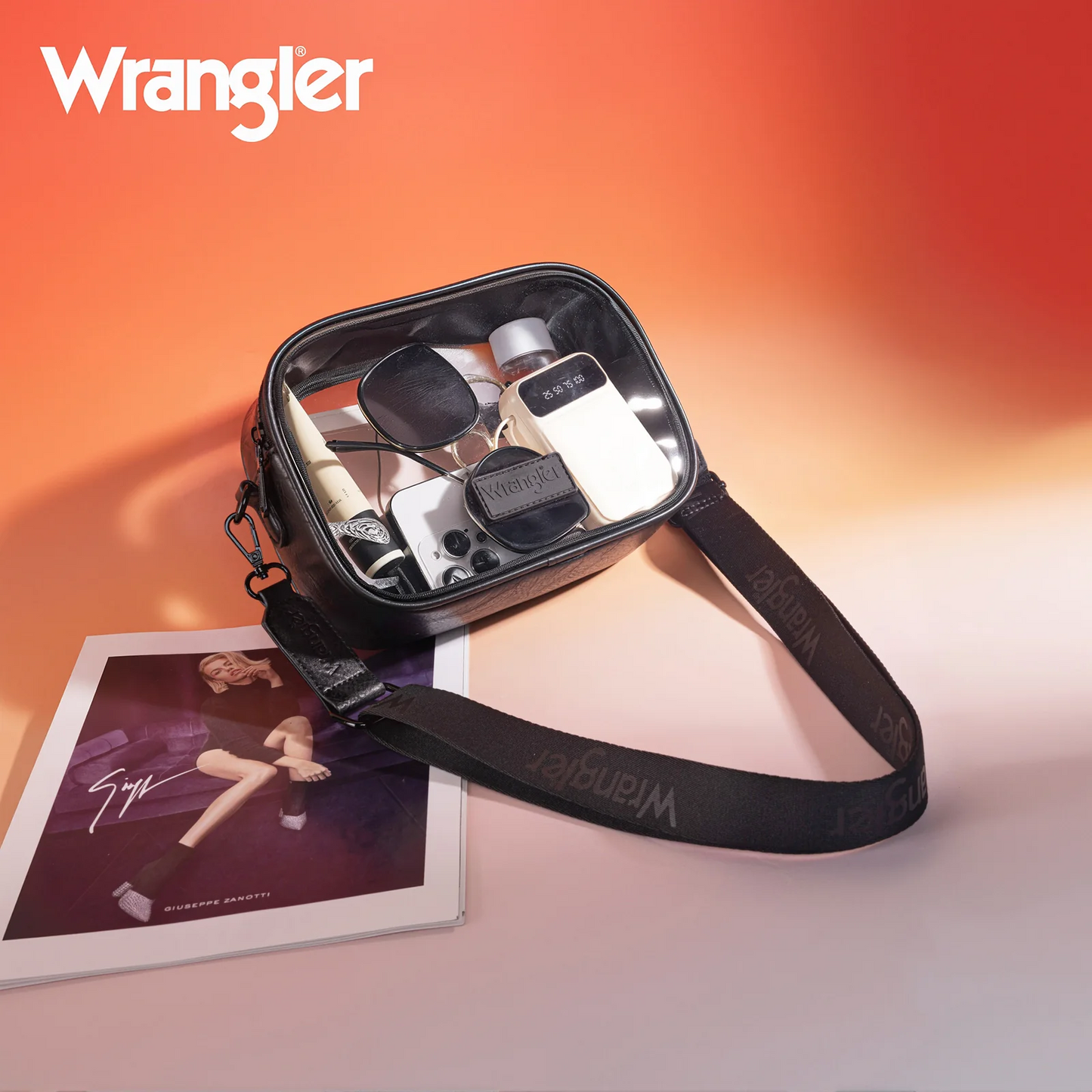 Wrangler Clear Crossbody Bag/Stadium Bag - BLACK