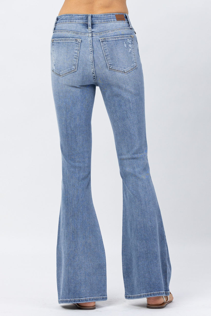 Judy Blue Hi Rise Destroyed Fit & Flare Jeans