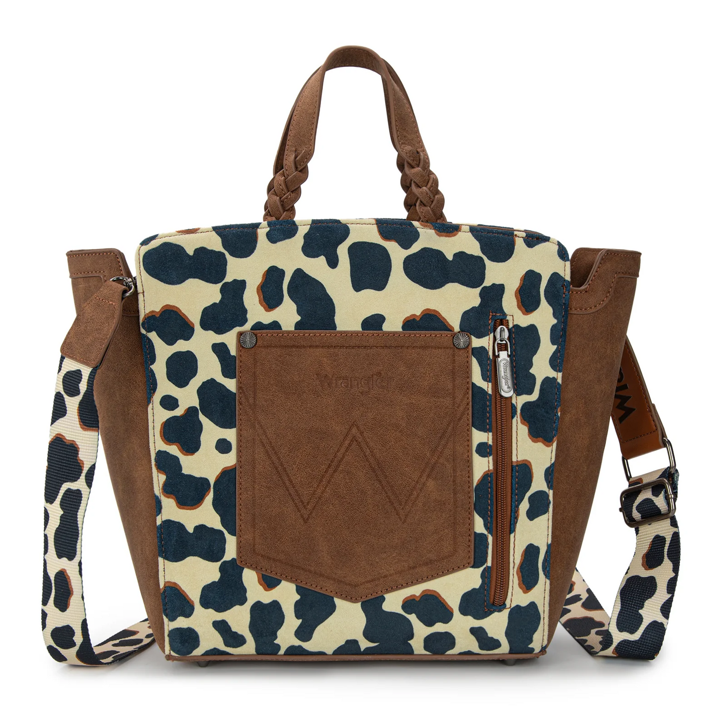 Wrangler Cow Print Concealed Carry Tote/Crossbody - BROWN