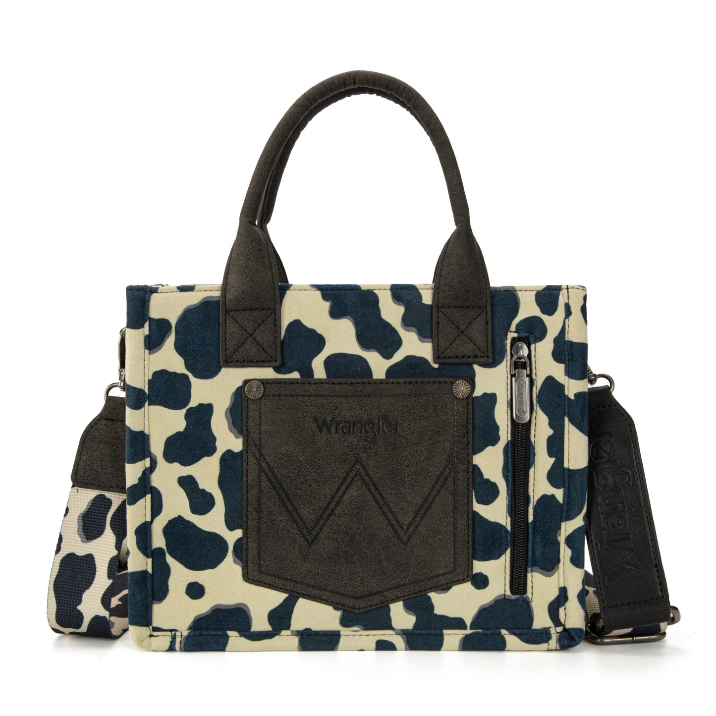 Wrangler Cow Print Concealed Carry Tote/Crossbody - BLACK
