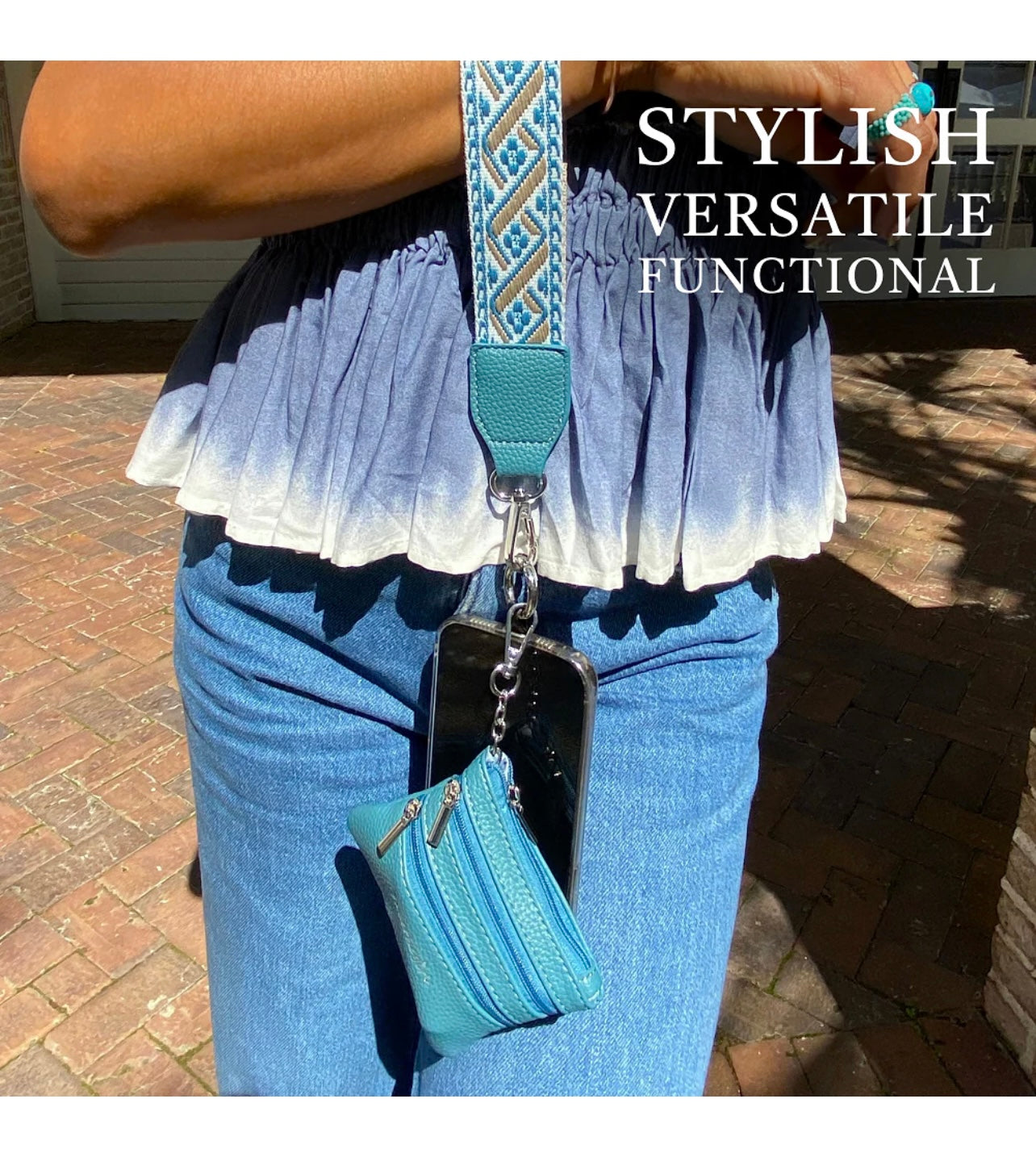 Clip & Go Strap w/Zippered Pouch XOXO Peacock Blue