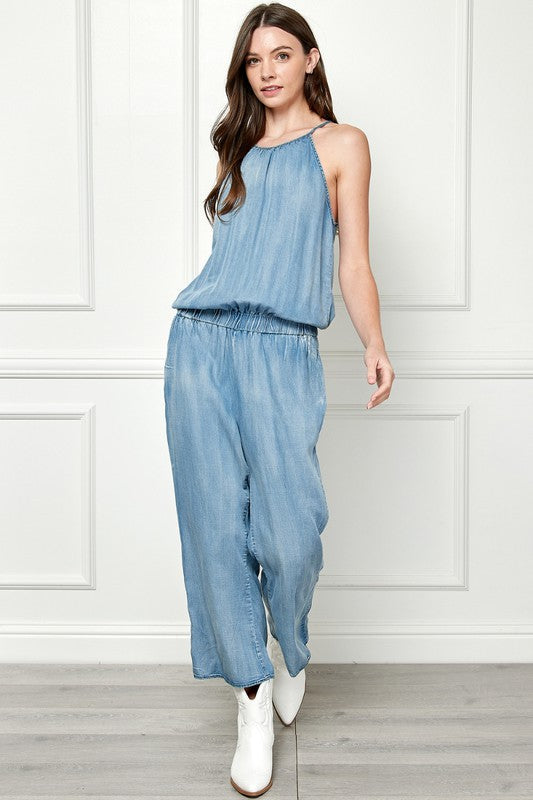 Sleeveless Cropped Tencel Jumpsuit