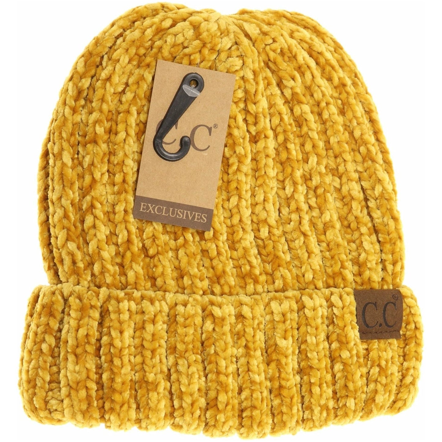 Solid Ribbed Chenille CC Beanie Mustard