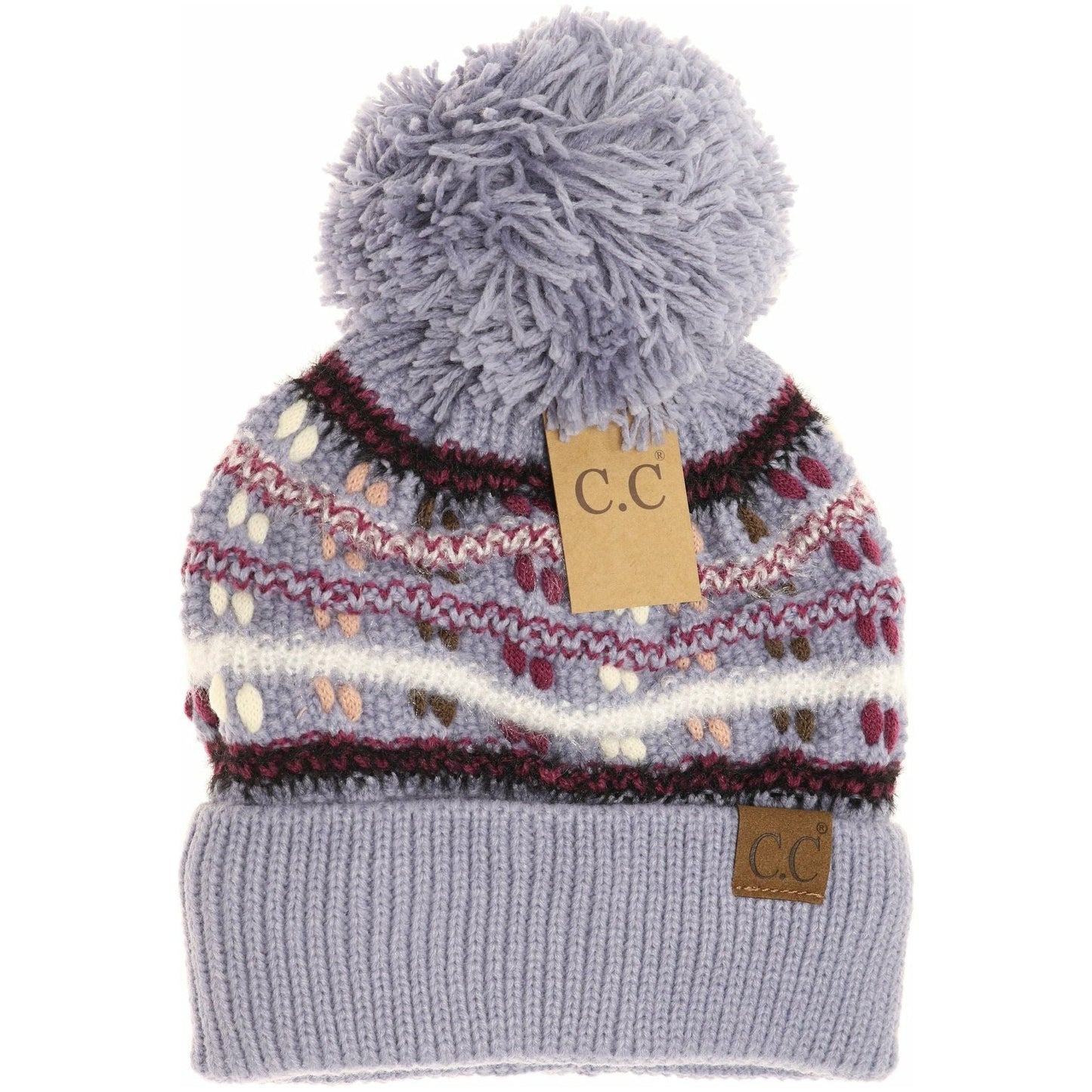 Vintage Knit Yarn Pom Beanie Denim
