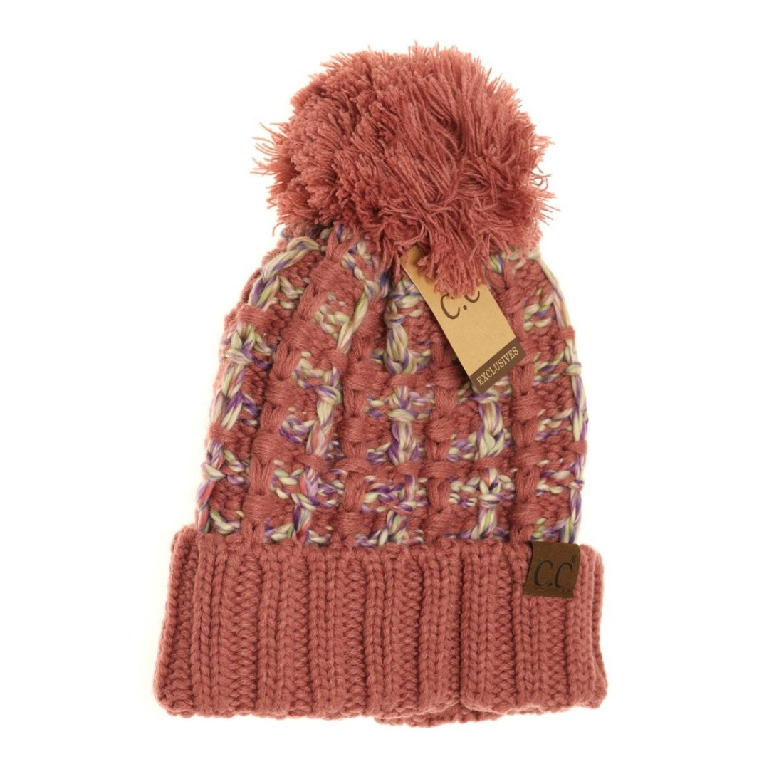 Ombre Double Slipstitch Pom Beanie Mauve