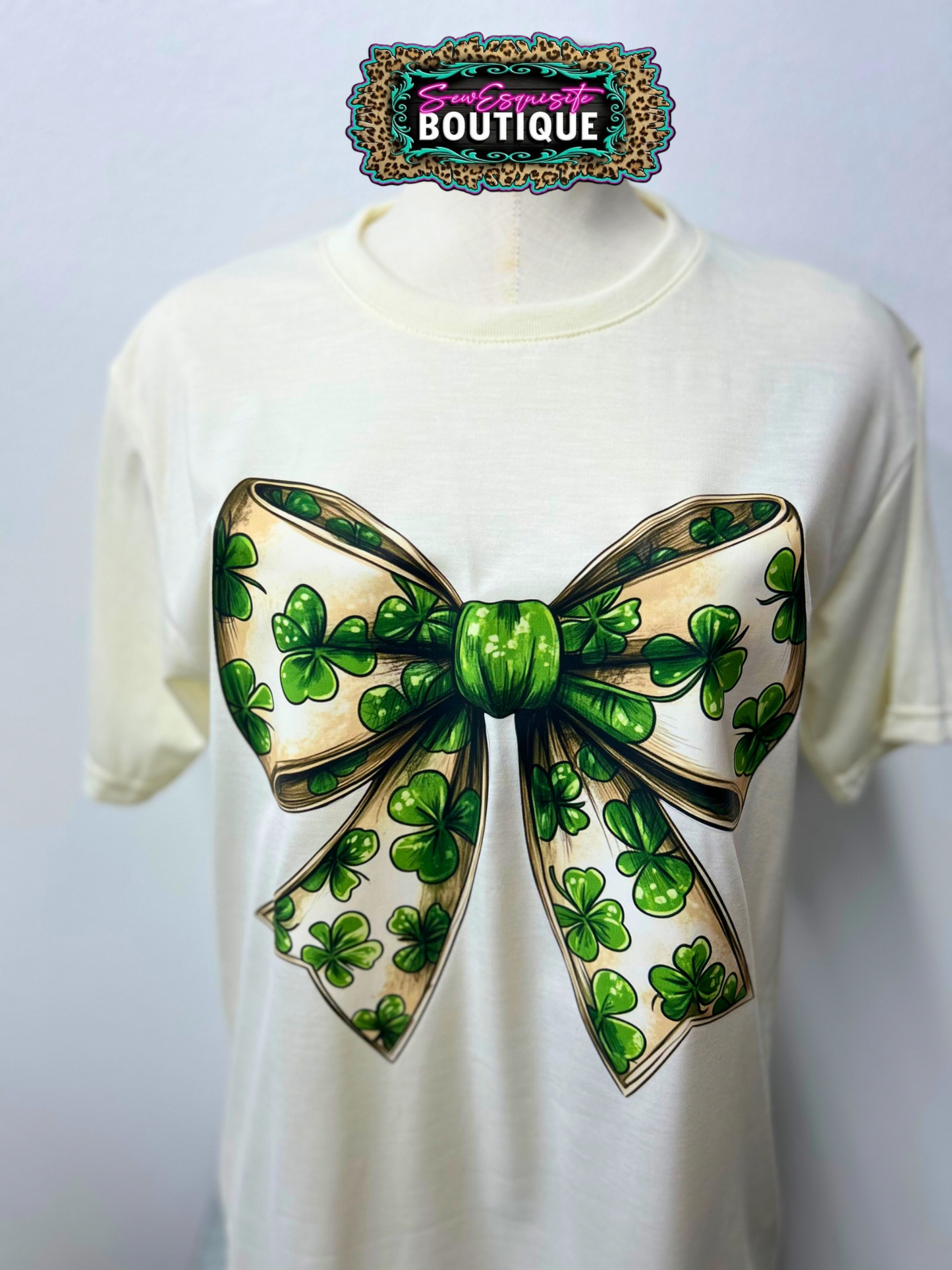 Lucky Charm Clover Bow Tee