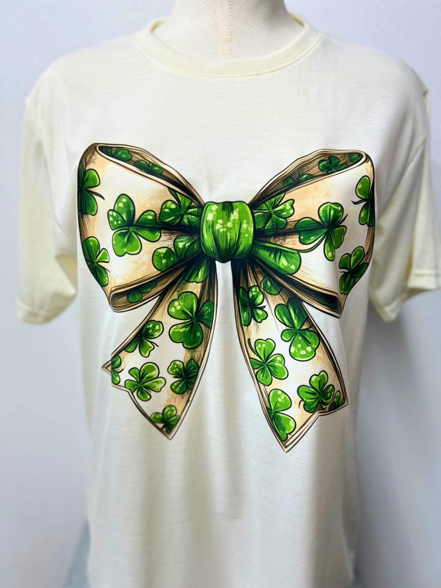 Lucky Charm Clover Bow Tee