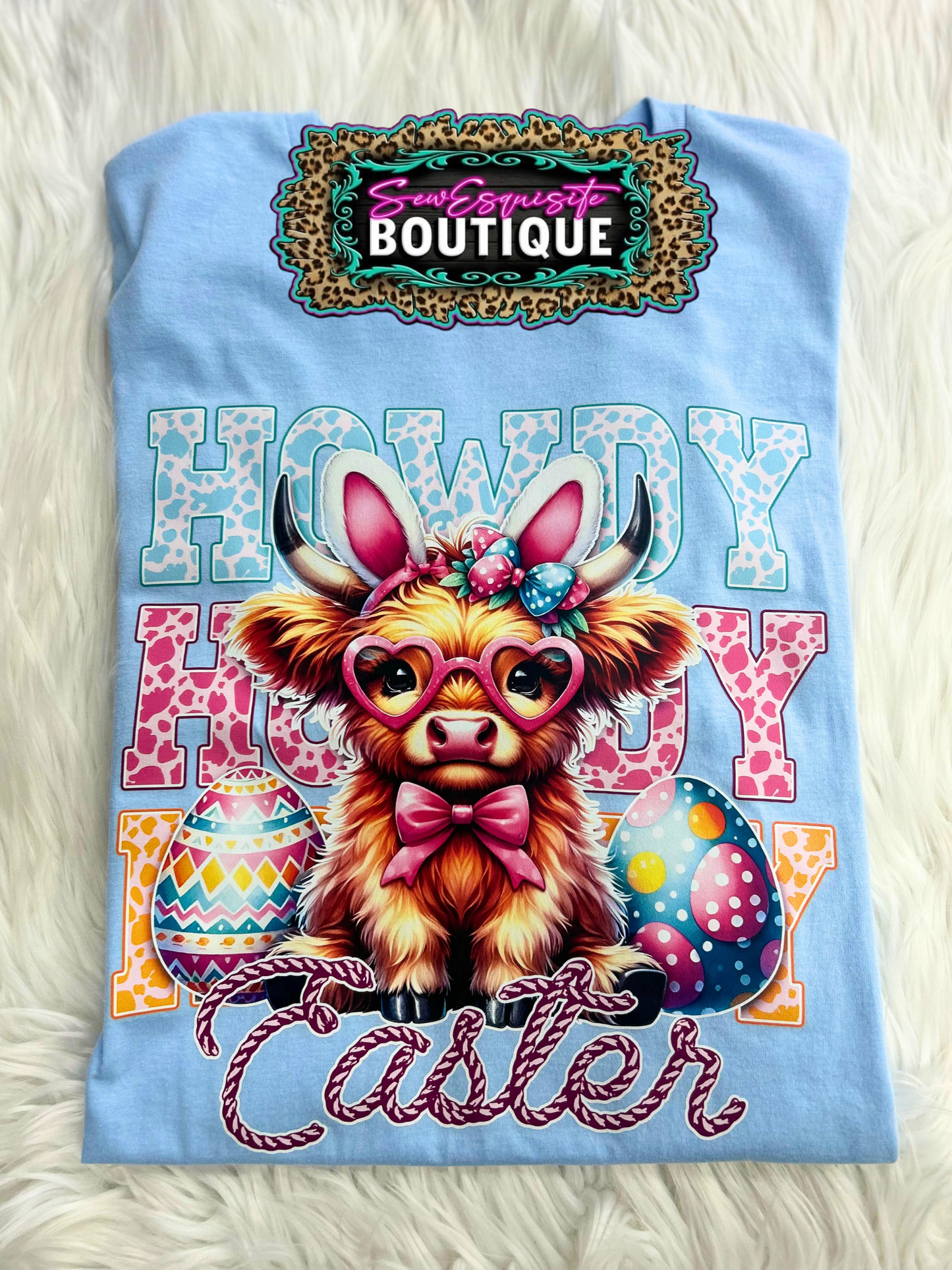 Howdy Easter Highland Cow Graphic Tee