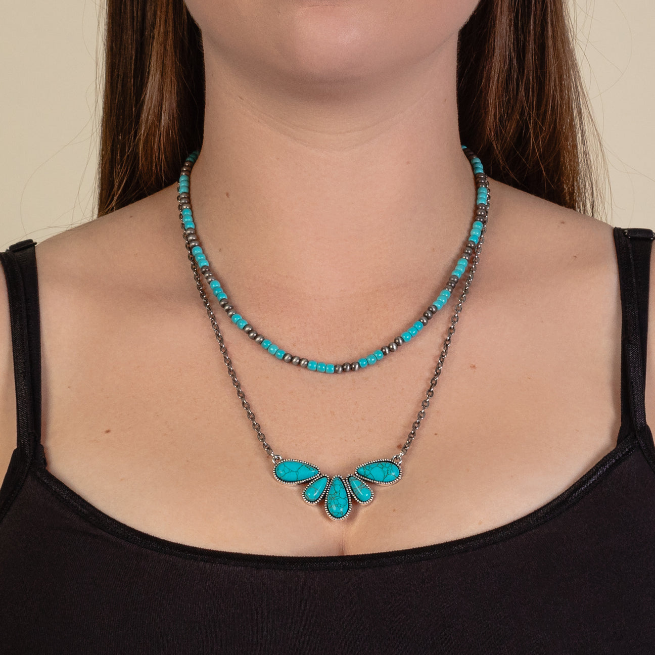 Turquoise Petal Layer Necklace