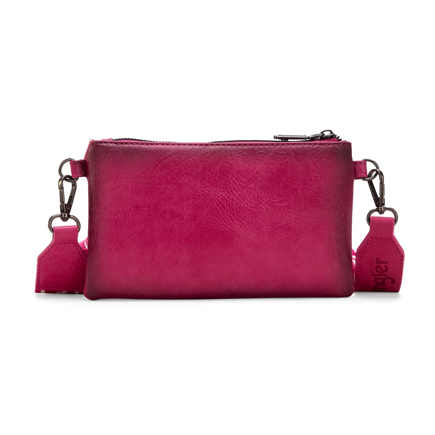 Wrangler Dual Zipper Compartment Crossbody Bag - HOT PINK