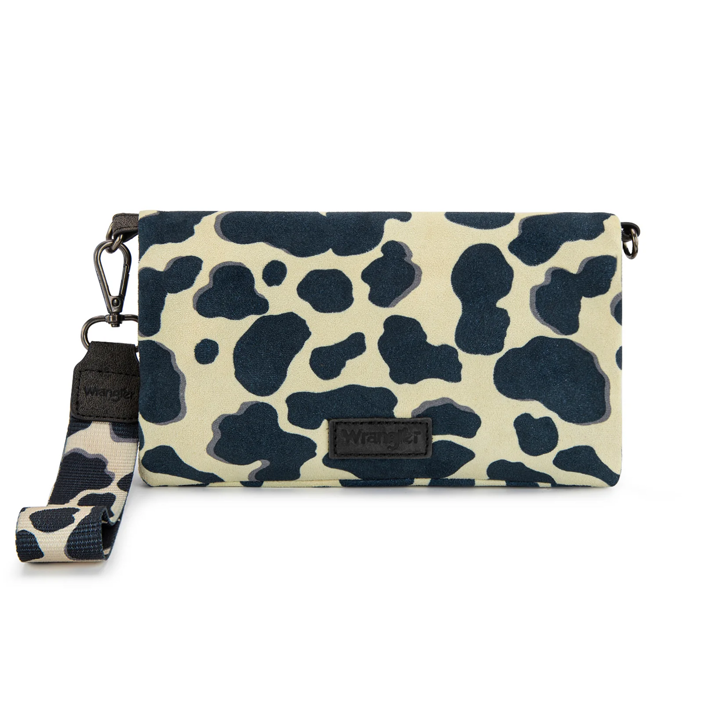 Wrangler Cow Print Wallet/Wristlet/Crossbody - BLACK