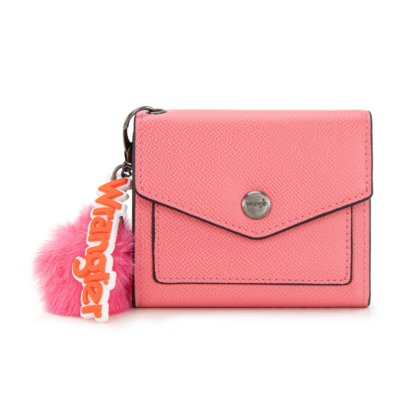 Wrangler Tri-Fold Wallet with Keyring Pom Pom - PEACH