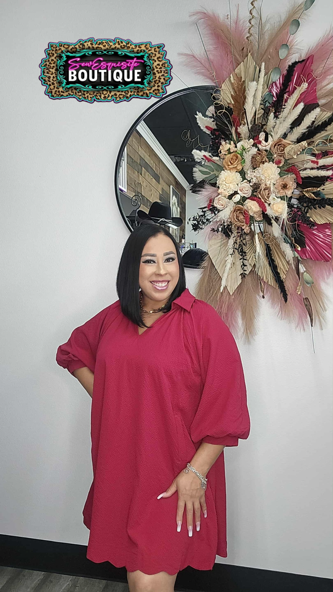 Bold & Chic Textured Crimson Tunic Dress