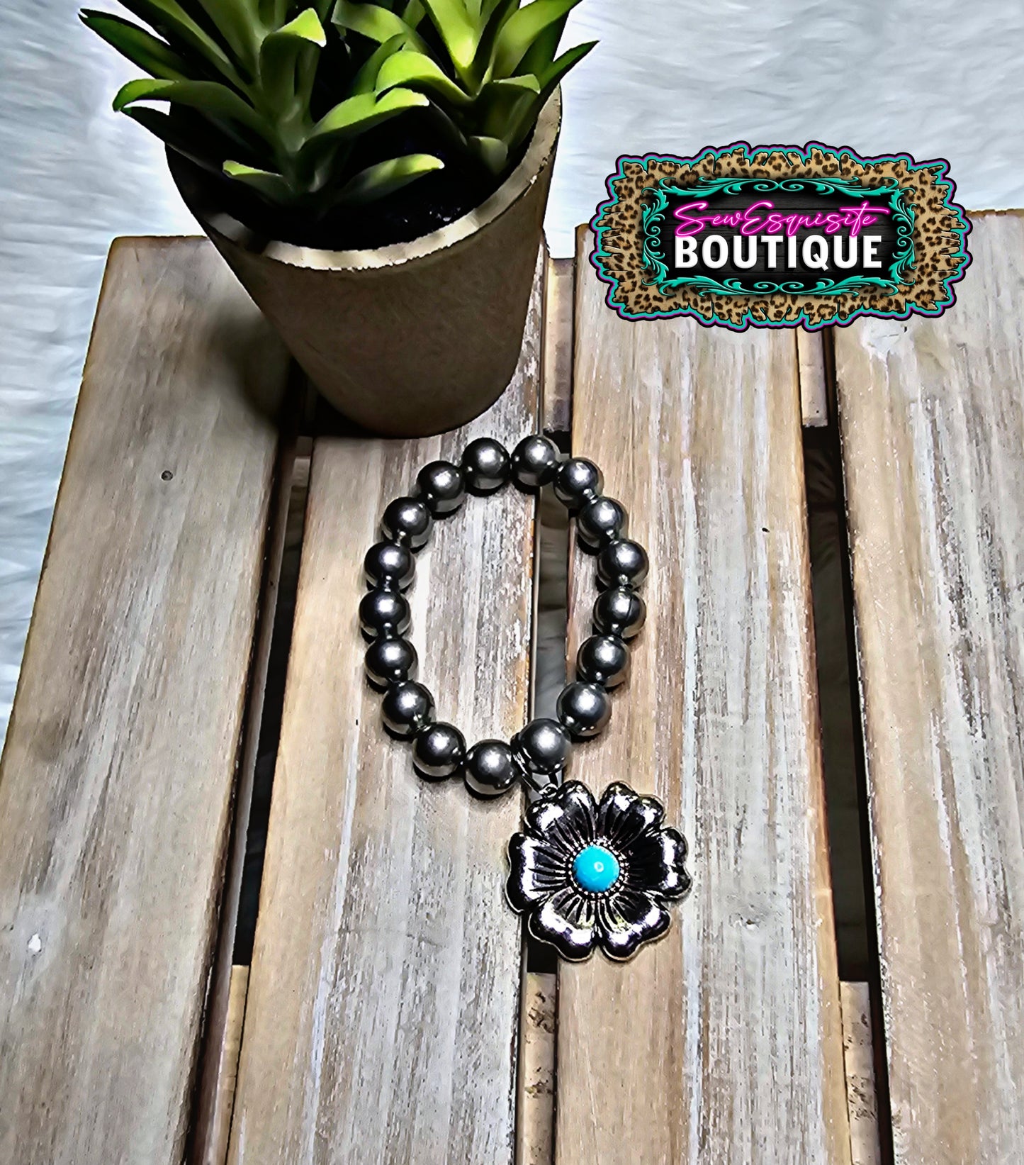 Blue Stone Flower Bracelet