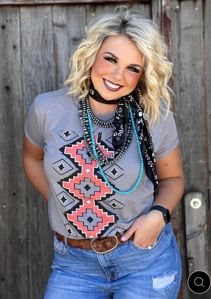 Troubadour Aztec On Grey Boyfriend Tee