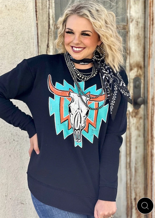Western Aztec Bull Sweatshirt