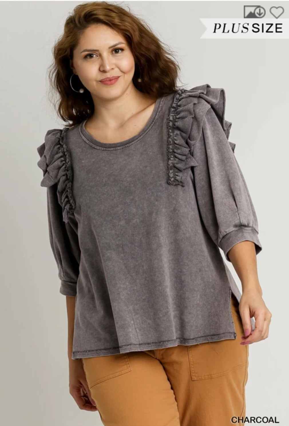 Charcoal Terry Top Plus Size