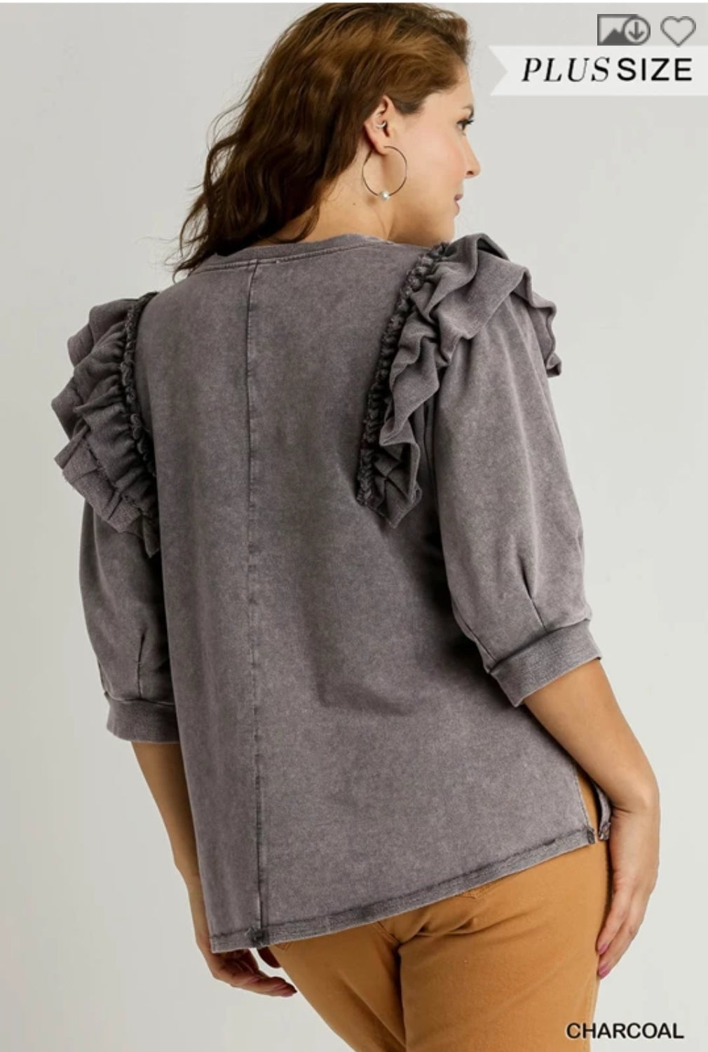 Charcoal Terry Top Plus Size