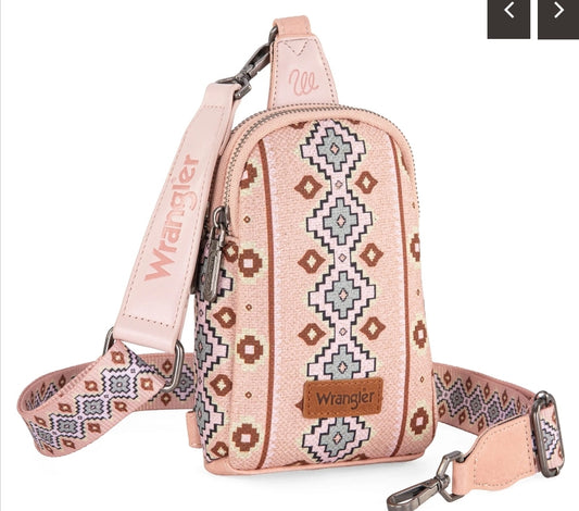 Wrangler Aztec Sling Chest Bag - Pink
