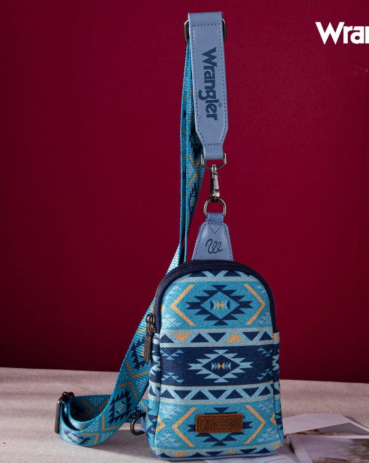 Wrangler Aztec Sling Chest Bag - Navy
