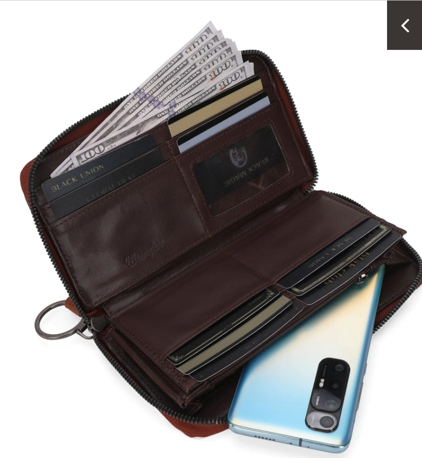 Wrangler Cow Print Wallet -Brown
