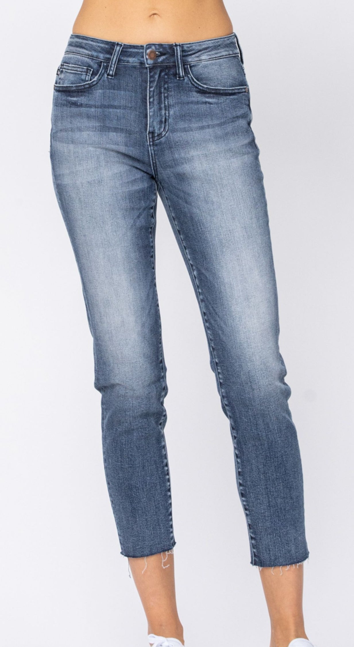Judy Blue HIGH RISE RELAXED FIT Raw Hem