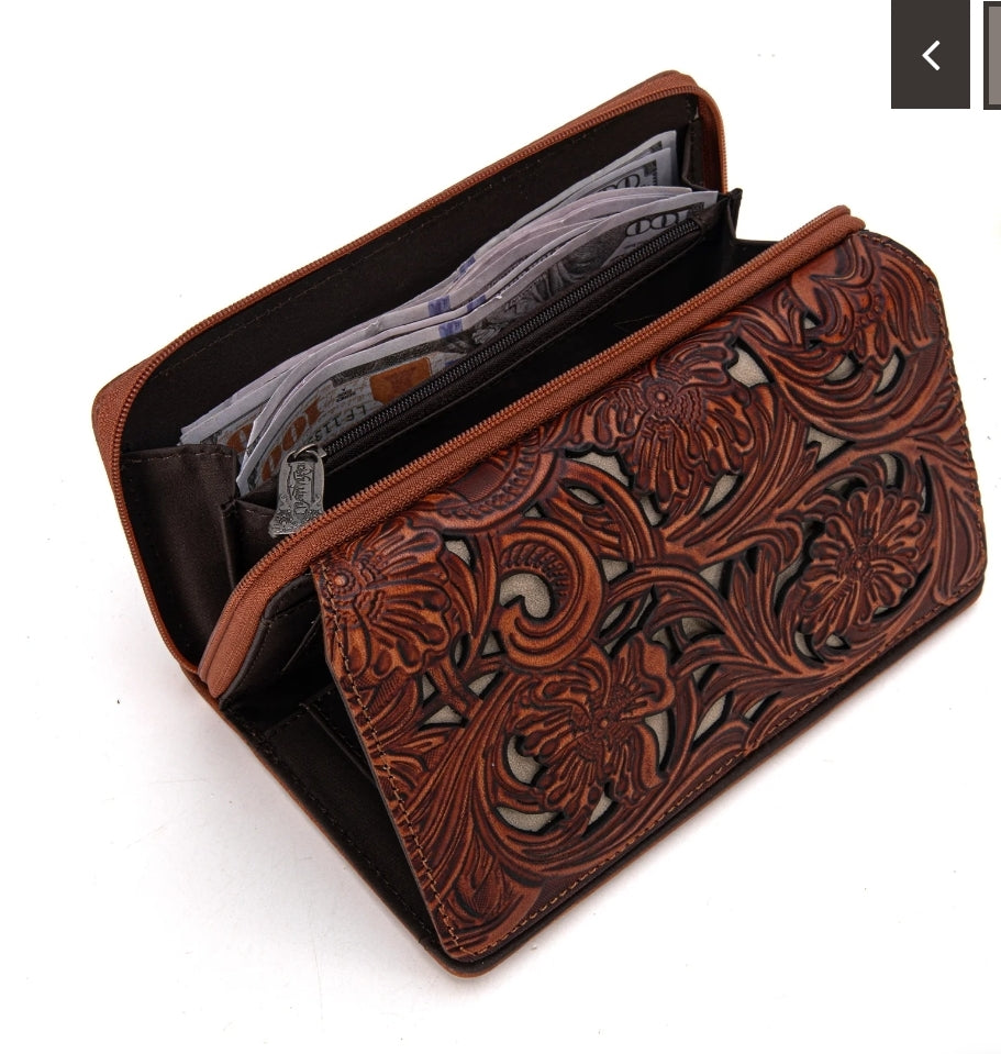 Trinity Ranch Floral Tooled Collection Wallet