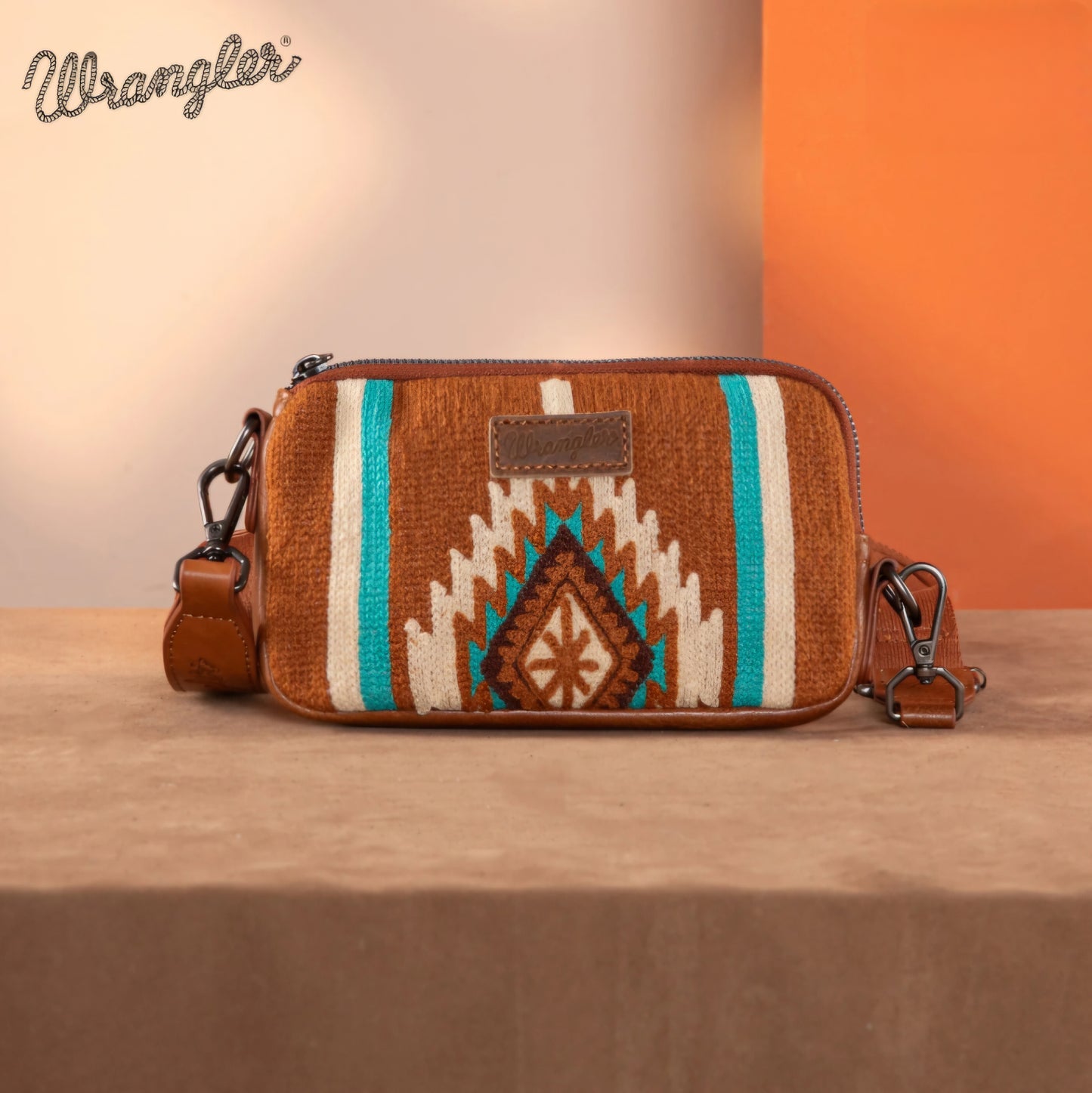 Wrangler Southwestern Knitted Mini Crossbody/Wallet - Brown
