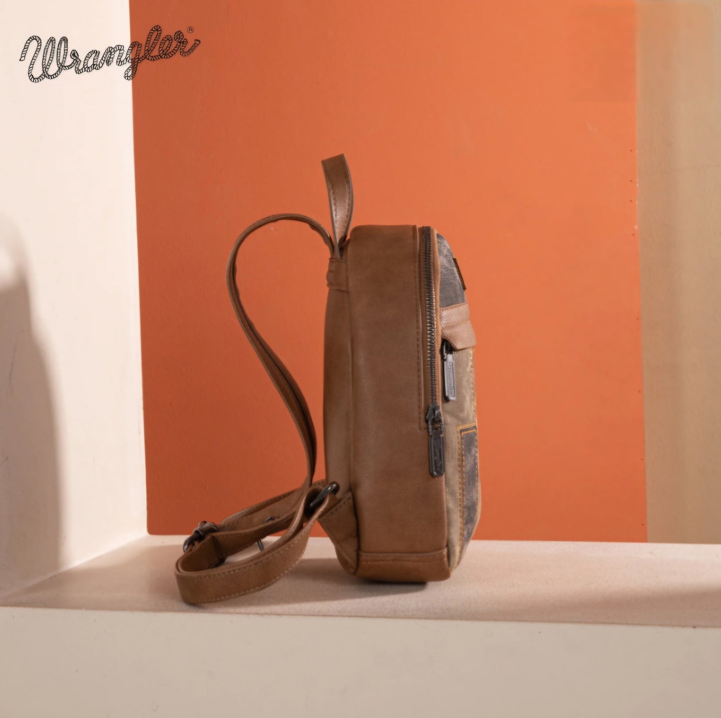 Wrangler Denim Patchwork Mini Backpack with Detachable Coin Pouch -Jean