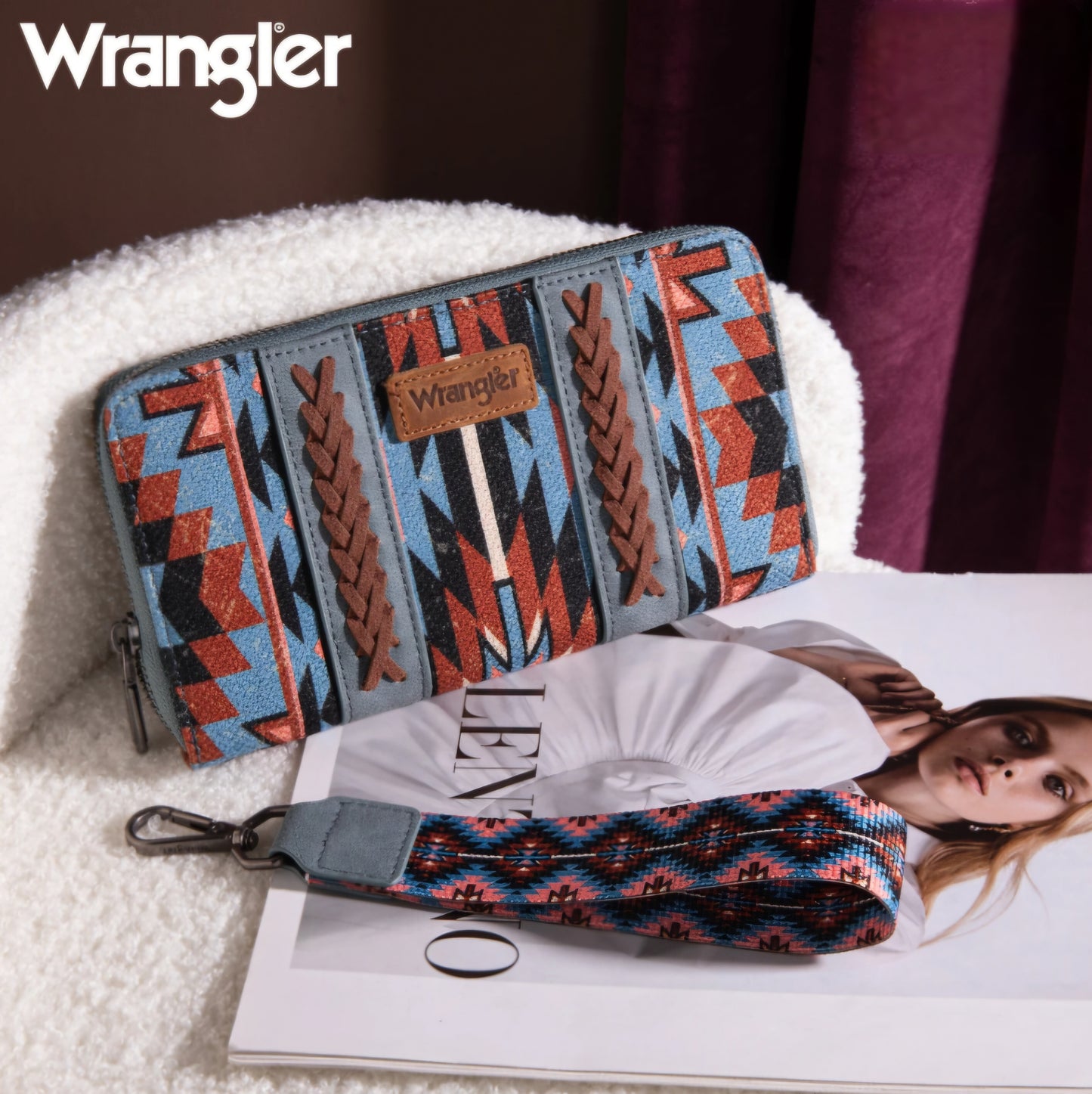Wrangler Southwestern Art Print Wallet - Navy