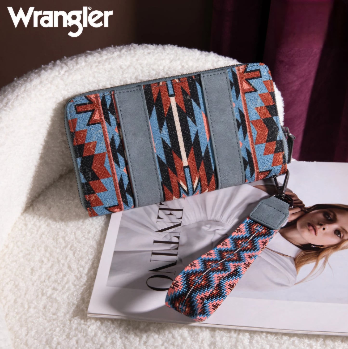 Wrangler Southwestern Art Print Wallet - Navy