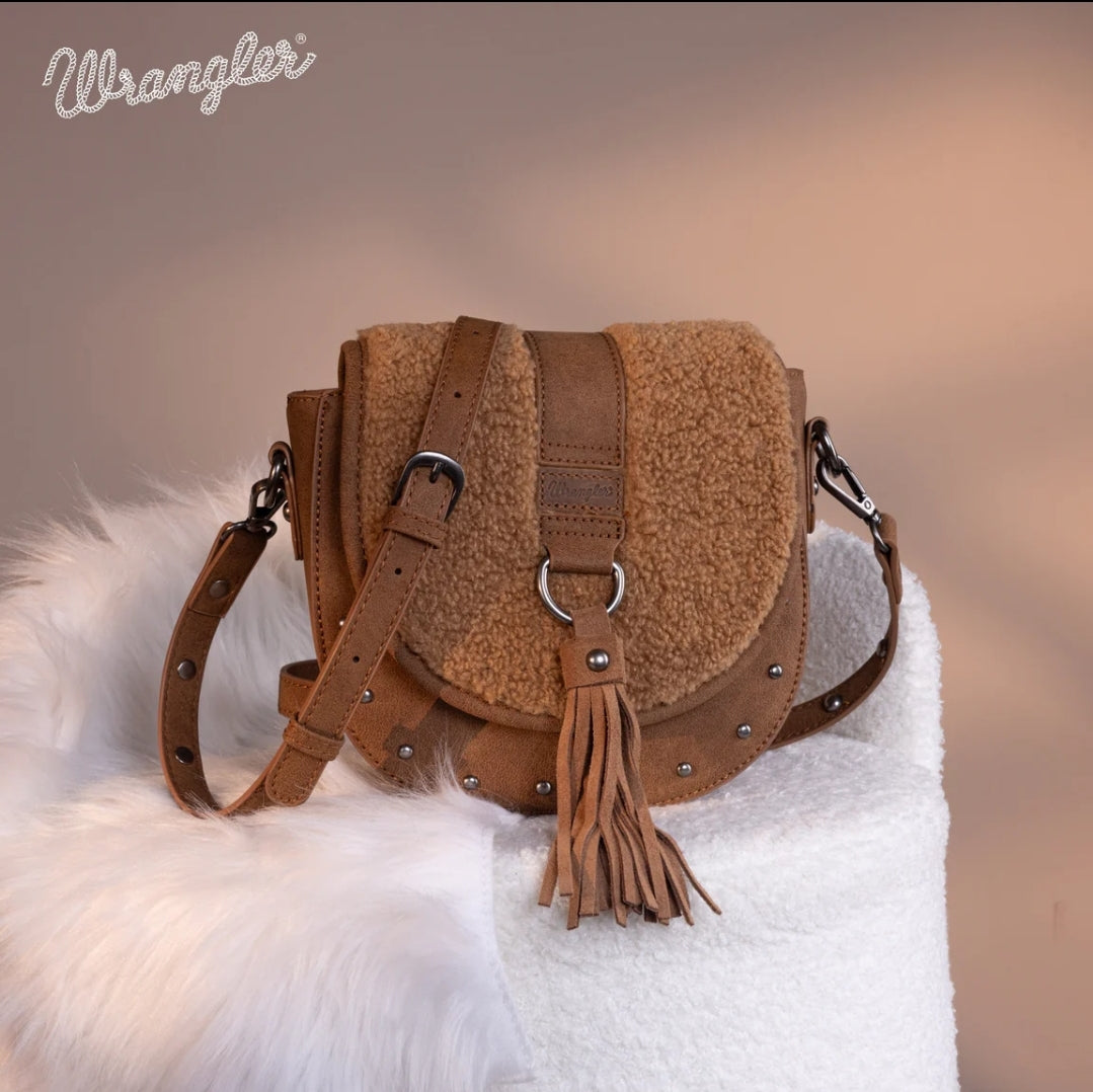Wrangler Sherpa Saddle Bag Crossbody - Brown