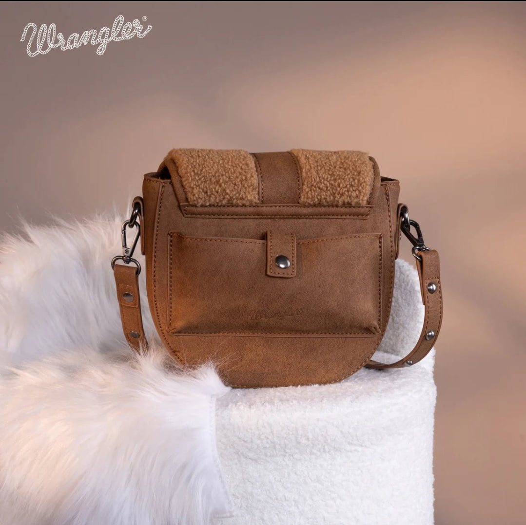 Wrangler Sherpa Saddle Bag Crossbody - Brown