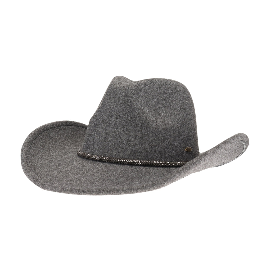 Reno Vegan Fabric Cowboy Hat HEATHER CHARCOAL