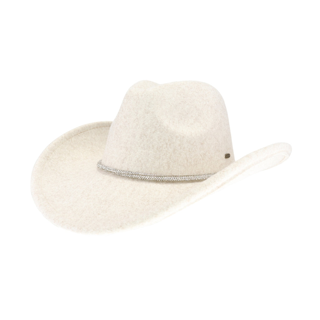 Reno Vegan Fabric Cowboy Hat HEATHER OATMEAL