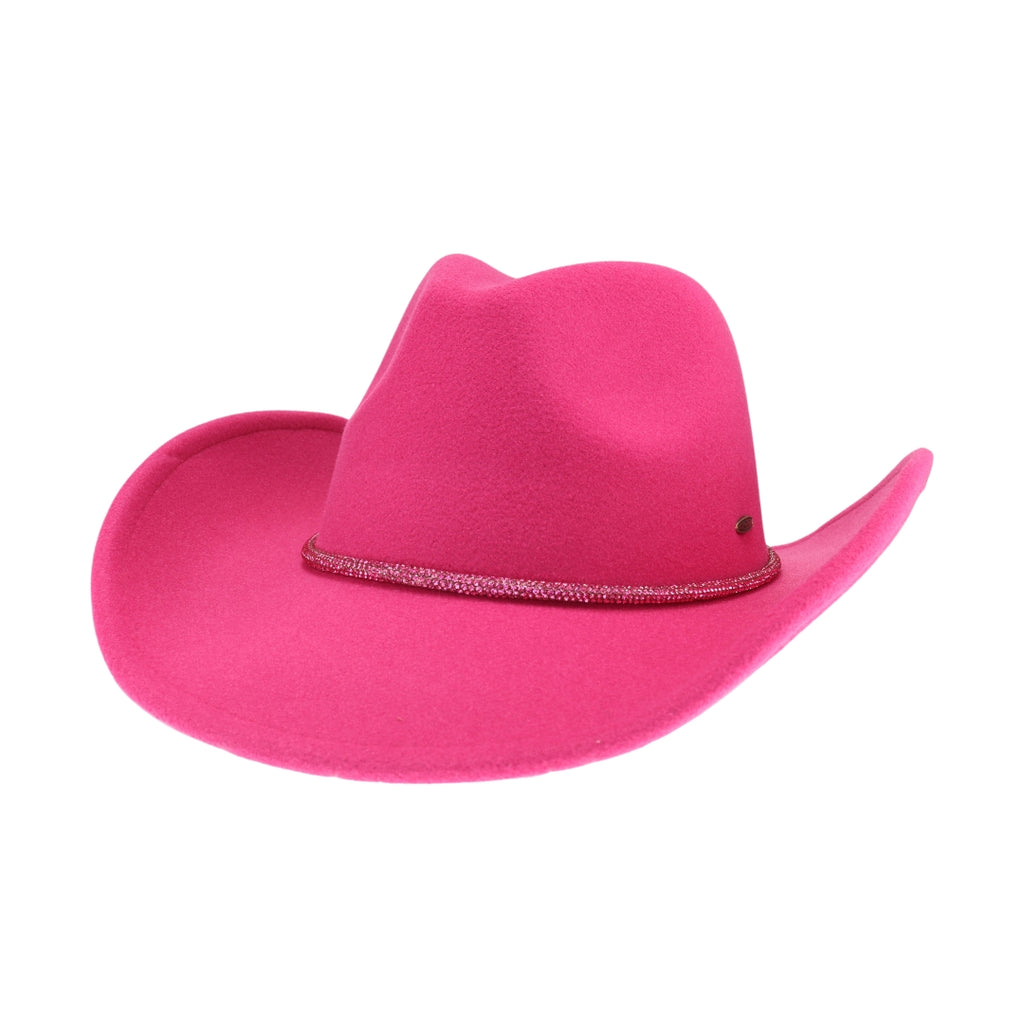 Reno Vegan Fabric Cowboy Hat HOT PINK